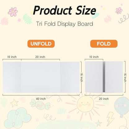 4 Pack Trifold Poster Board, 16x40 White Presentation Display Board - size: 16x40, style: 4 Pack