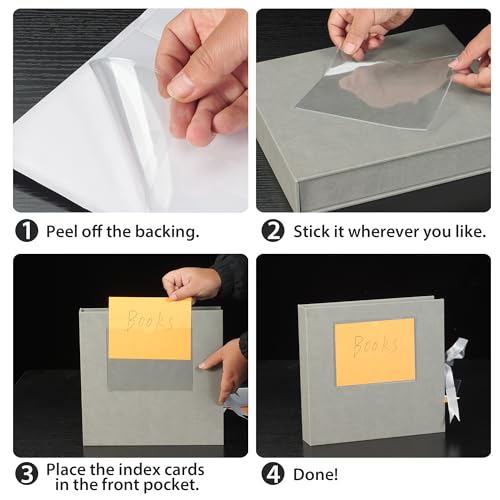 TOTiyea 50 Pack Clear Adhesive Pockets for Index Card Sleeves and Planners, Top Loading,Plastic Label Holder for Note Cards (50 Pack, 5'' x 7'') - size: 5'' x 7'', style: 50 Pack