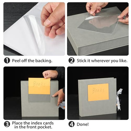 TOTiyea 50 Pack Clear Adhesive Pockets for Index Card Sleeves and Planners, Top Loading,Plastic Label Holder for Note Cards (50 Pack, 5'' x 7'') - size: 5'' x 7'', style: 50 Pack