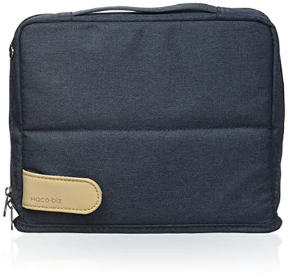 KOKUYO Pencil Case Pouch, Haco-Biz Standing Pen Pouch Bag, Foldable Stand up Pencil Holder Organizer, Large Capacity Portable Pencil Box for Office Supplies, Navy x Khaki (KAHA-HB11B) - color: Navy x Khaki