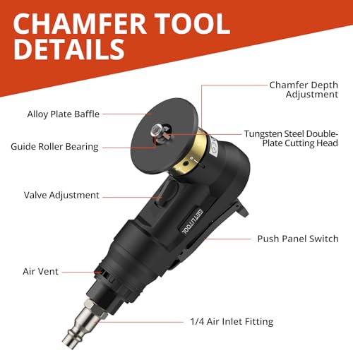 GETLITOOL Pneumatic Chamfering Tool, Air Chamfer Tool with 12C & 10R-Blade - color: Black