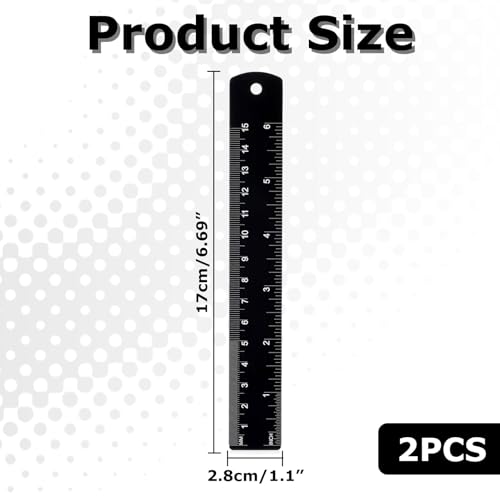 2 Pack 6 Inch Metal Ruler,Stainless Steel