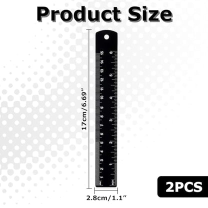 2 Pack 6 Inch Metal Ruler,Stainless Steel