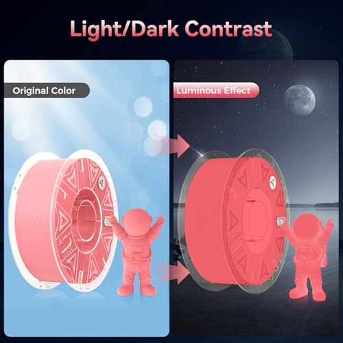 Creality Official Hyper PLA Filament 1.75mm, Glow in The Dark Filament, 3D Luminous PLA Printer Filament, RFID Filament, Best with UV Lamps, Fit Most FDM 3D Printers, 1kg Spool (2.2 lbs) Pink - color: Luminous Pink