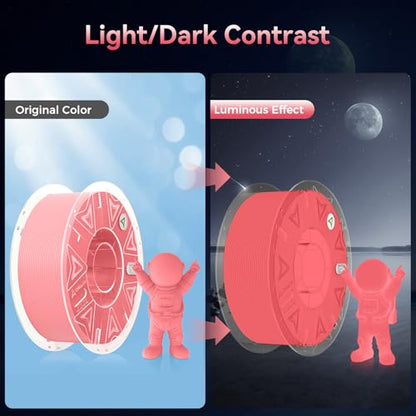 Creality Official Hyper PLA Filament 1.75mm, Glow in The Dark Filament, 3D Luminous PLA Printer Filament, RFID Filament, Best with UV Lamps, Fit Most FDM 3D Printers, 1kg Spool (2.2 lbs) Pink - color: Luminous Pink