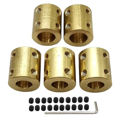 5pcs 10mm to 12mm Bore Rigid Coupling Set Screws,Brass Motor Shaft Coupling Coupler Connector with Screws and Wrench for 3D Printer DIY Encoder Car Model Shaft RC Robot - size: 10mm to 12mm