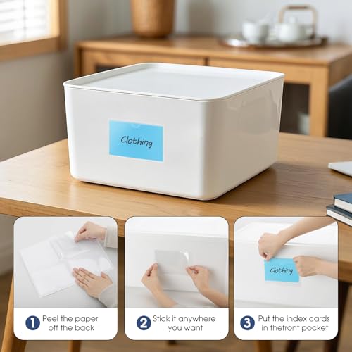 MaxGear 3" x 5" Index Card Holder, 52 Pack Label Holders for Storage Bins - size: 3" x 5", style: 52 Pack
