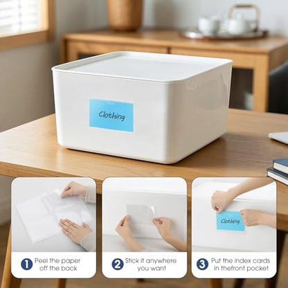 MaxGear 3" x 5" Index Card Holder, 104 Pack Label Holders for Storage Bins - size: 3" x 5" (Pack of 2), style: 52 Pack