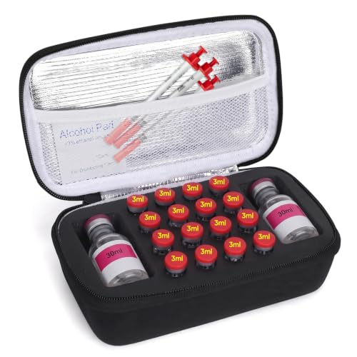 Peptide Case for Fridge, 3ml Vial Case Black - color: 2×30ml+16×3ml（black）