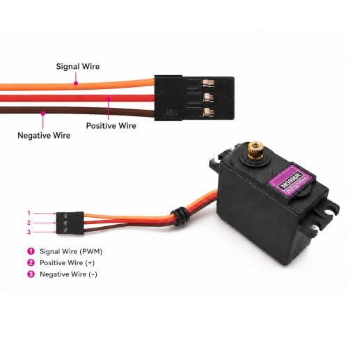 Treedix 2 pcs MG996R Servo Motor Metal Gear High-Torque Servo Motor for Smart Car Robot Boat RC Helicopter Mechanical arm Fittings(Control Angle 360)