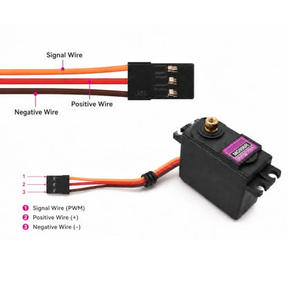 Treedix 2 pcs MG996R Servo Motor Metal Gear High-Torque Servo Motor for Smart Car Robot Boat RC Helicopter Mechanical arm Fittings(Control Angle 360)