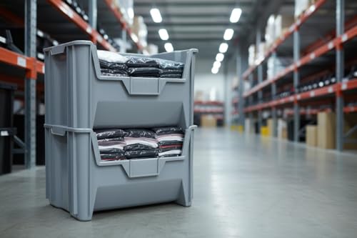 HE HUDSON EXCHANGE 20" x 15" x 12.5" (3 Pack) Plastic Giant Stackable Hopper Bin, Gray - color: Gray, size: 3 Pack