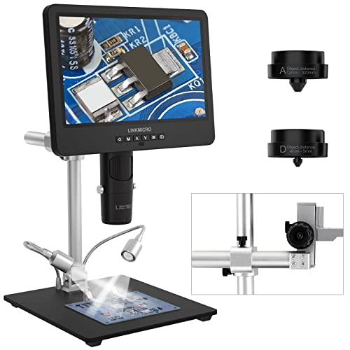 LM249MS 3 Lens 10.1" HDMI Digital Microscope 2000X, 2160P Video - size: 3 Lens 10.1" HDMI