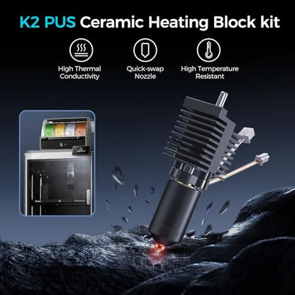 Creality Official K2 Plus Ceramic Heating Block Hotend Kit, with Quick-swap Nozzle Kit, Supports 350°C High Temperature, All-Metal Integrated Design Extruder Hotend for 3D Printer K2 Plus Combo - style: For K2 Plus