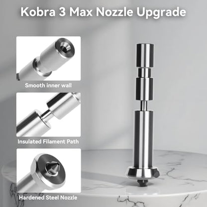 3PCS Kobra 3 Max Combo Hardened Steel Nozzle,High Flow&High Speed Quick-Swap 0.4mm Print Head Extruder Hot End Kit Compatible with Anycubic Kobra 3 Max/Kobra 3 Max Combo 3D Printers