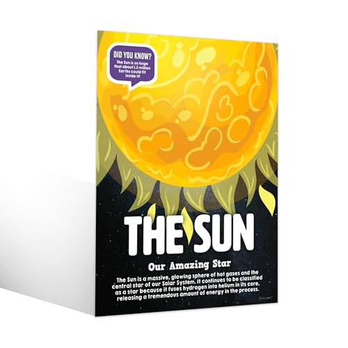 Decorably 15 Space Solar System Poster for Classroom Decor, 11x14in