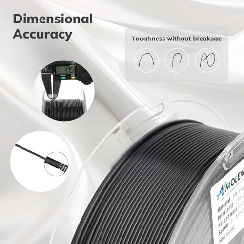 AMOLEN Silk PLA 3D Printer Filament, Shiny Silk Black PLA Filament 1.75mm, 3D Printing PLA Filament for Most 3D Printer, 1kg Spool(2.2lbs) - color: Silk Black