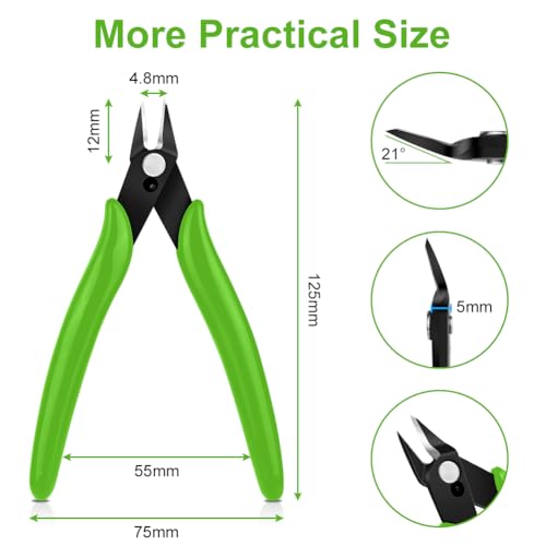 Ainiv Wire Cutters, 1PCS Spring-loaded Side Cutters Flush Diagonal Cutters - color: Green Wire Cutter-1pcs, size: 1pcs