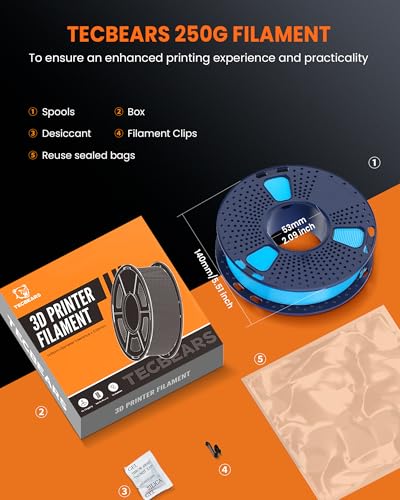 TECBEARS Glow in The Dark PLA Filament, Neatly Wound Luminous PLA 3D Printer Filament Bundle, 250g/Spool, 2 Spool of PLA Black/White and 6 Spools of Glowing PLA Blue/Green/Red/Yellow - color: Black, White, Glow (Blue, Green, Red, Yellow, White to Blue, Wh