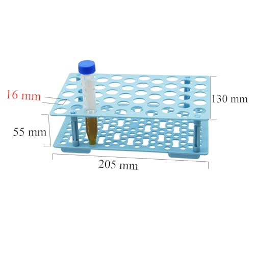 3 Pcs Plastic Test Tube Rack, 50 Wells Each, 10/15mL Tubes, 16mm Diameter - size: 16mm for 10/15mL