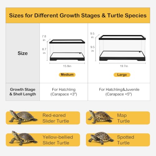 Turtle Tank Starter Kit,7.7 Gal 19.7 x 9.5 x 9.5 in for Baby Turtle - color: White, size: Large(19.7*9.5*9.5inch)