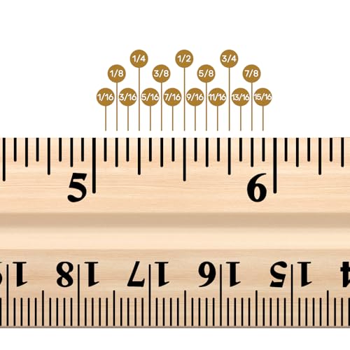 AmazingSpark 12 Pack Wood Rulers Dual Scale Student Ruler 12 Inch/30 cm