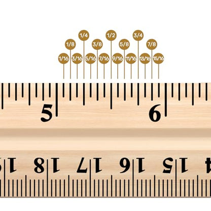 AmazingSpark 12 Pack Wood Rulers Dual Scale Student Ruler 12 Inch/30 cm