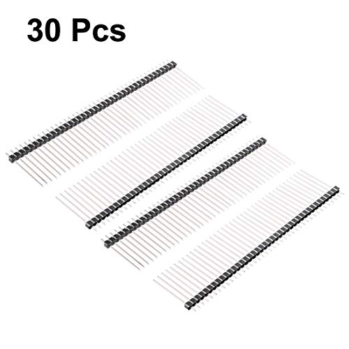 uxcell 30Pcs 2.54mm Pitch 40-Pin 23mm Length Single Row Straight Connector Pin Header Strip for Prototype Shield - size: 23mm Length