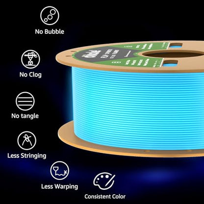 PLA+ 3D Printer Filament Luminous Blue, 1.75mm No Tangle, Net Weight 2.2lbs Spool (1kg, PLA Pro Plus, Blue with Glow in The Dark Effect - color: Pla 1kg-blue With Luminous Effect