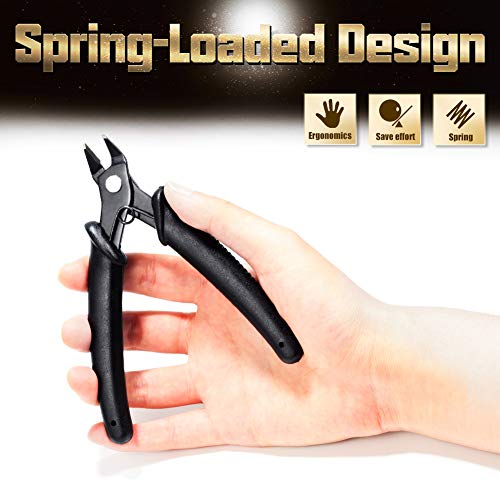 SPEEDWOX Electronic Cutters - Flush Cut Wire Cutters, 5 Inch Diagonal Side Cutting Pliers, Mini Shear, French Spring, Precision Fine Pliers for Jewelry Making - size: 5" French Spring