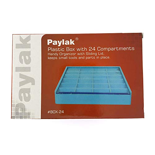 Paylak Storage Box 24 Compartment Organizer Tray Compact Small Items See Thru Slide Lid