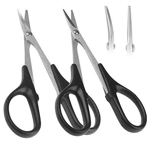 2-Pack HobbyPark RC Body Trimming Scissors Set, 1 Straight & 1 Curved Scissor for RC Vehicle Truck Buggy Lexan Plastic Bodyshell Helicopter Canopy