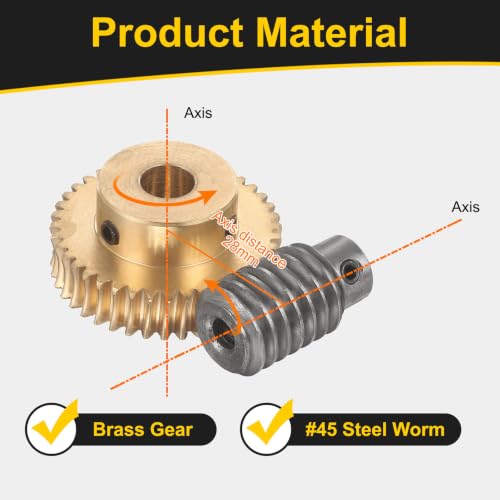 uxcell Worm Gear Set 40T 1 Module 40:1 Reduction Rate, 12mm/6mm Bore - size: 12mm/6mm Bore (1Mod 40T)