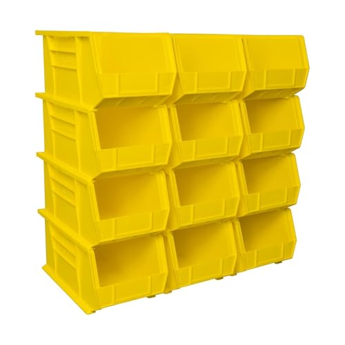 Akro-Mils 30240 AkroBins Plastic Storage Bins, 15"x8"x7", Yellow, 12-Pack - color: Yellow