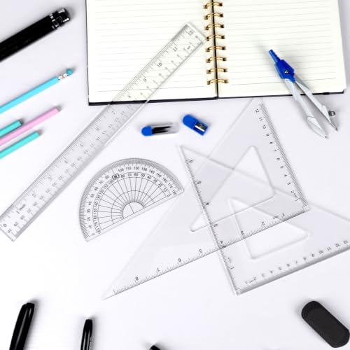 Coopay 7 Pcs Math Geometry Set, Clear Acrylic Professional Drafting Tools - size: Math Geometry Tool