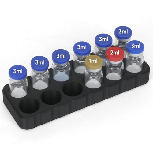3ml Peptide & Insulin Vial Holder for Refrigerator, 12-Slot,Black - color: 3ml × 12-slots