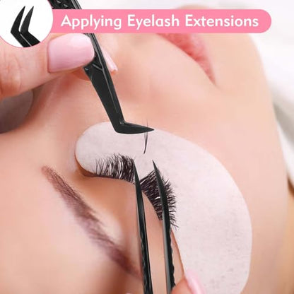 VEYES INC Lash Tweezers for Eyelash Extensions,High Precision Tweezers for Individual Classic and Volume Lash,Stainless Steel Tweezers-90 Degree - style: Noir N7