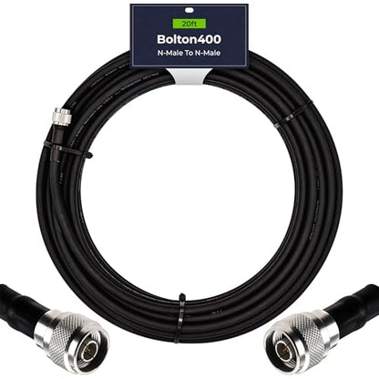Bolton400 Coaxial Cable 20ft Black, N Male to N Male - LMR®400 Equivalent - size: 20ft Black N-Male to N-Male