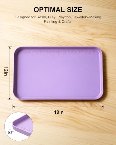 Silicone Art Mat for Crafts with Raised Sides to Stay Tidy, 19" x 12" - color: Puple, size: 19"x12"