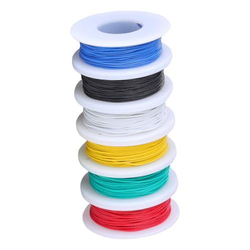 TUOFENG 28 AWG Solid Tinned Copper Wire Kit, 6 Colors, 50 ft Each - size: 28 AWG Solid Core 6 Colors 50 ft