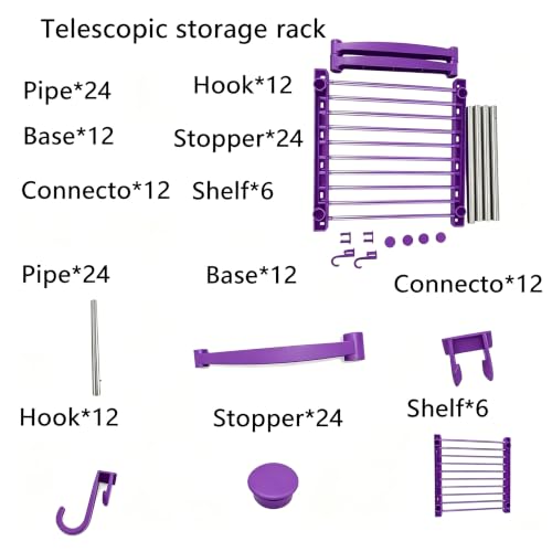 BLULEE Expandable Standing Shelf Unit, Adjustable Storage Rack Purple - color: Purple