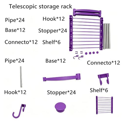 BLULEE Expandable Standing Shelf Unit, Adjustable Storage Rack Purple - color: Purple