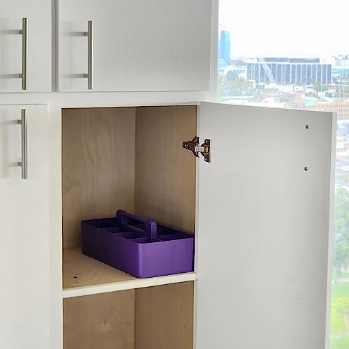 2 PACK Portable DIY 8 Dividers Durable Plastic Tote Tool & Supply Cleaning Caddy with Handle Made In USA (Royal Purple) - color: Royal Purple