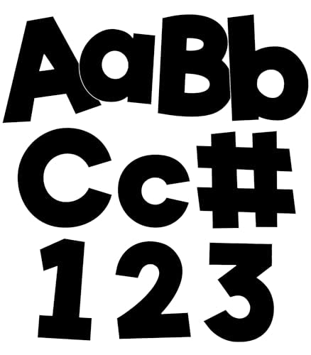 Carson Dellosa 219-Piece Black Cutout Letters, 4" Upper and Lowercase Alphabet, Numbers, Punctuation, and Symbols for Bulletin Board, Posterboard, Party, and Classroom Decor - color: Black, size: 219 pieces