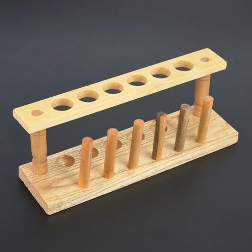 Wooden Test Tube Rack 6/8/10 Hole - Laboratory Tube Holder for Experiments, Durable Wood Stand with Alkali Resistance(6 Hole) - size: 6 Hole