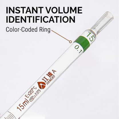 PATIKIL 15ml Glass Graduated Pipettes +/- 0.08ml, 10Pcs Coded Bands - size: 15ml