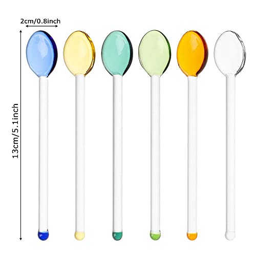 Glass Mixing Spoon 5.1 Inches Heat Resistant Transparent Stirring Spoon Rod Teaspoons for Salt Sugar Tea Coffee Ice Cream Drink (dark green) - color: Dark Green