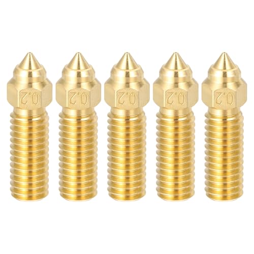 uxcell 5 Pcs 0.2mm Brass Nozzles M6 Thread for K1 3D Printers - size: 0.2mm