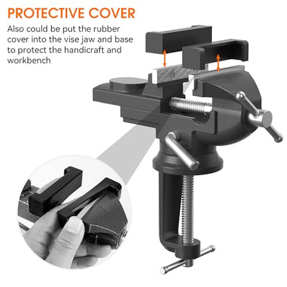 Portable Vise Clamp On Vice for Workbench- 3 Inch Rotate 360°Bench Clamp Swivel Base for Drilling Metalworking Woodworking, Cutting Conduit, Black - style: 3-black