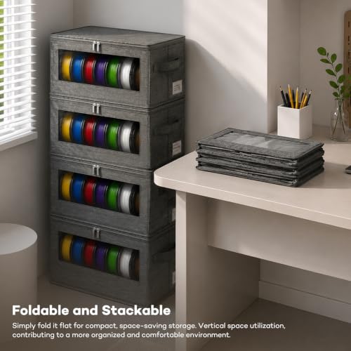 4 Pack Filament Storage Box Set with Dry Desiccants, Moisture & Dust-Proof